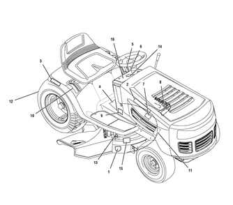 Decals Diagram and Parts List for 385047X51A 2007 Briggs and Stratton Lawn Tractor